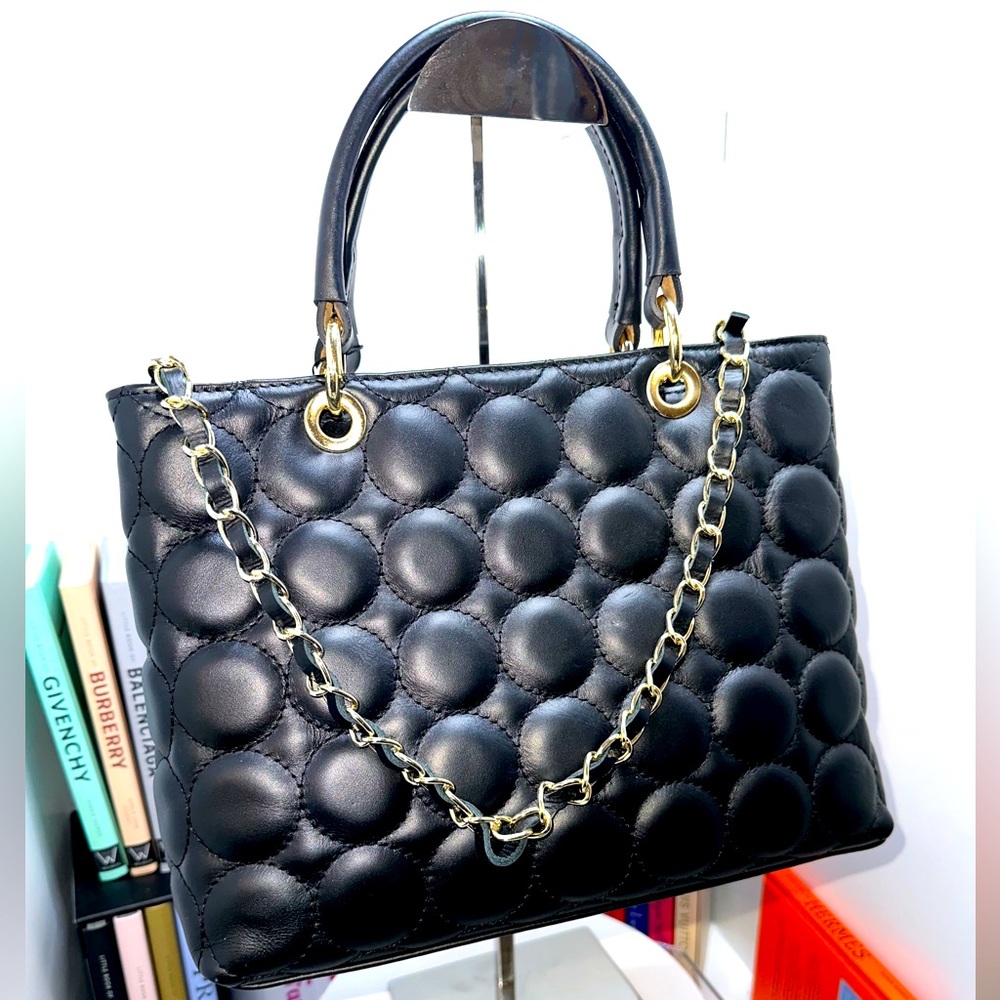 SB94551 BLACK 💯 🇮🇹 ITALIAN NAPPA LEATHER  NWT